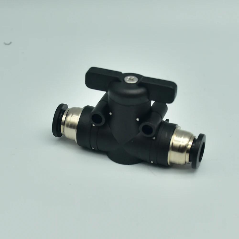 BUC Black 4mm 6mm 8mm 10mm 12mm Pneumatic Push-In Quick Joint Fittings Manual Ball Valve Hand Turn Switch Connector