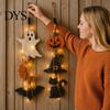 Украшения на Хэллоуин для дома, 2 шт., Светящийся настенный декор, Деревянные привидения, летучие мыши, тыквы, подвесные наборы с пеньковой веревкой, Вывеска с джутовой веревкой, Рустикальный деревенский орнамент