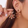 Colorful Crystal Christmas Snowflake Zircon Pearl Earrings Stud For Women Dangle Hook  Xmas Party Fashion Jewelry Gift