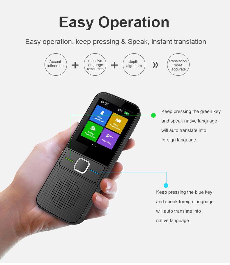 T10 Smart Voice Translator with Offline Support for 14 Countries, 138 Languages, WiFi, Photo & Recording Features.