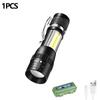 USB Rechargeable Mini Flashlight Portable Built-in Battery Zoomable Small Torch 3 Lighting Mode Camping Emergency Flashlights