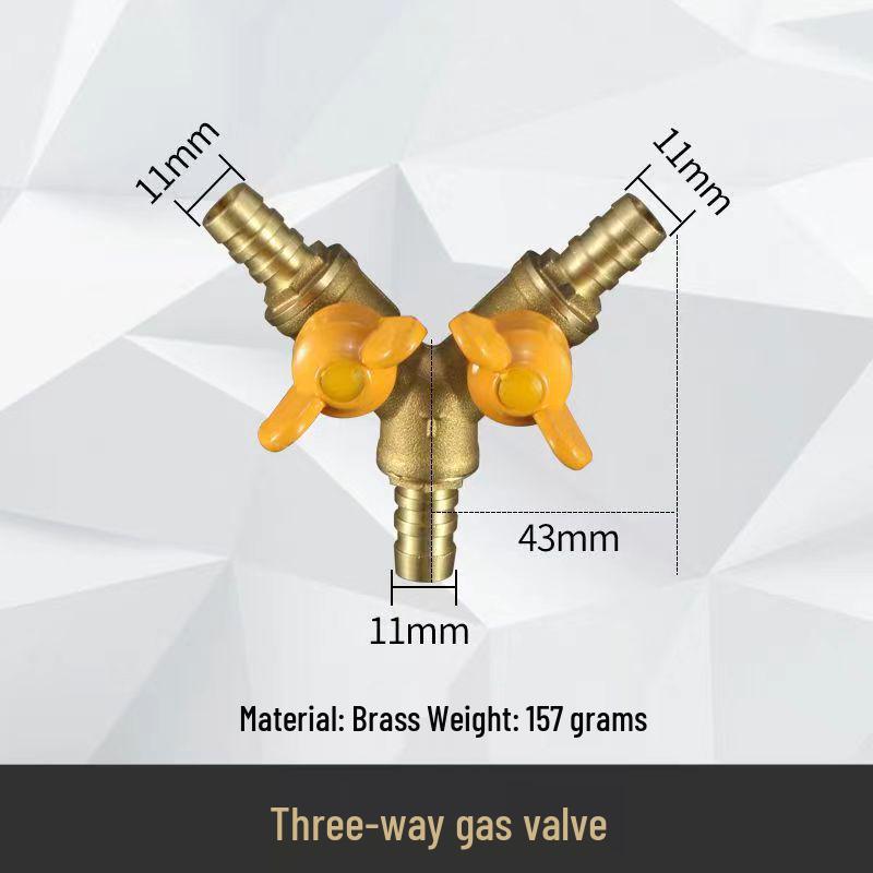 Thickened All-Copper 4-Point Natural Gas Ball Valve with Internal/External Thread and Single Nozzle Tee Switch