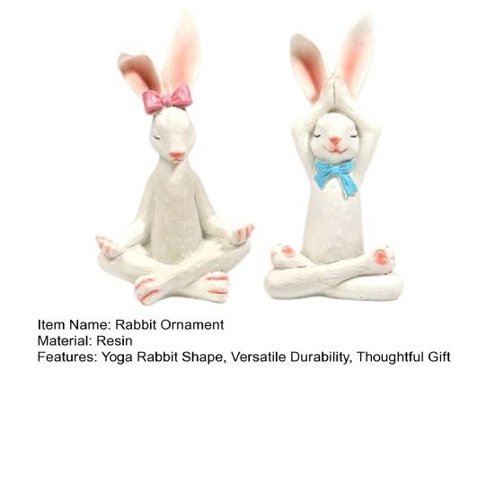 2 шт. Йога Кролик Украшения Ручная роспись Скульптуры Кролика Искусства Из Смолы Ремесла В Помещении На Открытом Воздухе