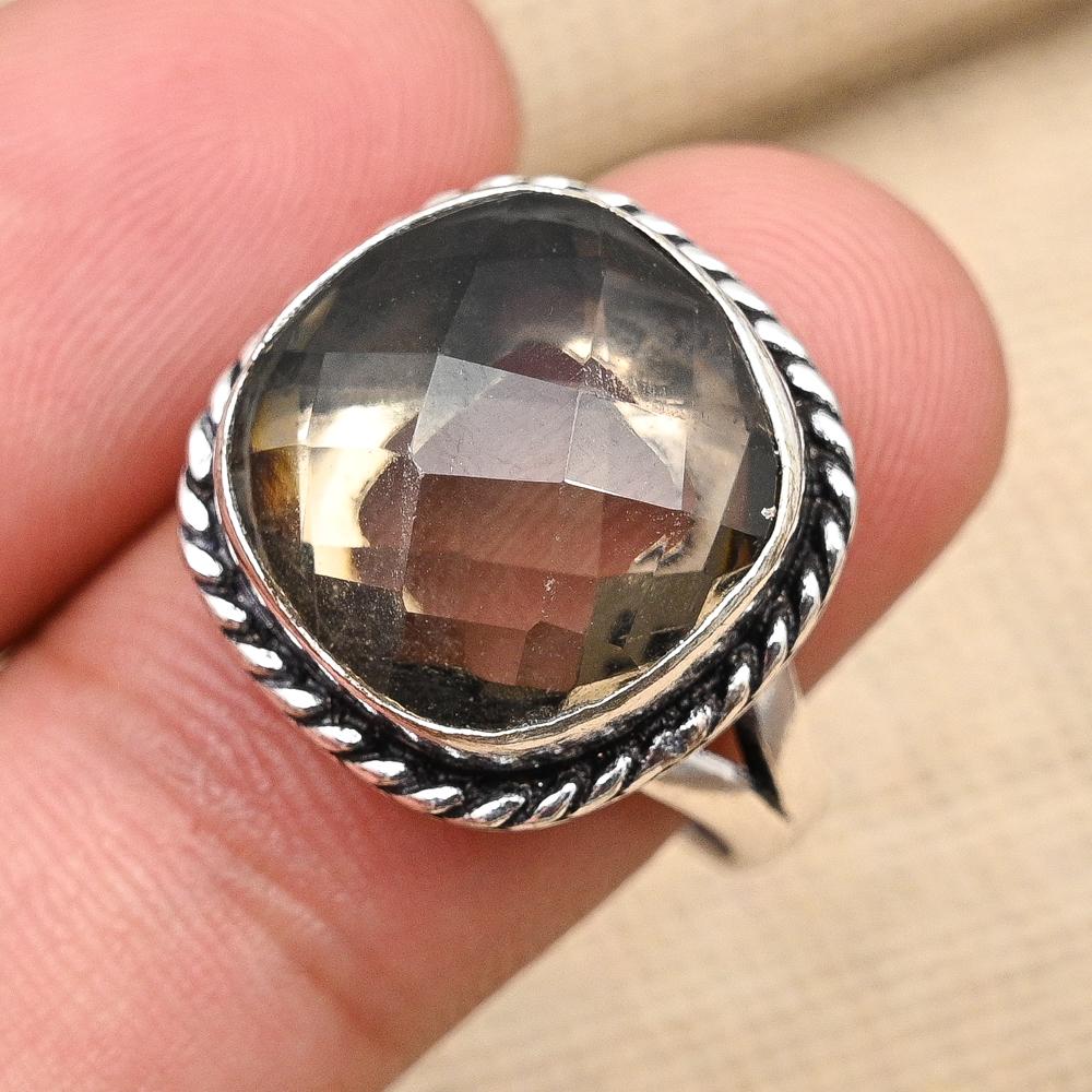 Ювелирные изделия из твердого серебра 925 пробы с дымчатым топазом и драгоценным камнем ручной работы