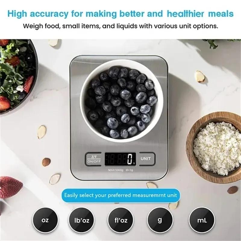 Kitchen Scale Stainless Steel Weighing Food Diet Balance Measuring LCD Precision Electronic Scales Baking Measuring Tools