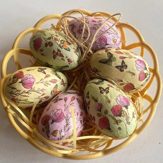 7Pcs/Set Colorful Bunny Painted Plastic Easter Eggs with Basket Hanging Pendant DIY Easter Egg Crafts Home Easter Party Supplies