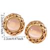 Oblate Shape Flower Earrings Stainless Steel Round Earrings New Opal Earrings  Gift Giving