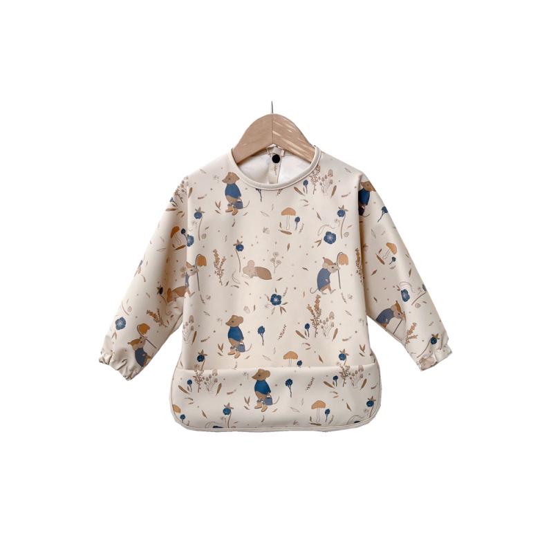 Reversible Waterproof Baby Smock & Bib - Denmark Painting Apron & Food Catcher Coverall