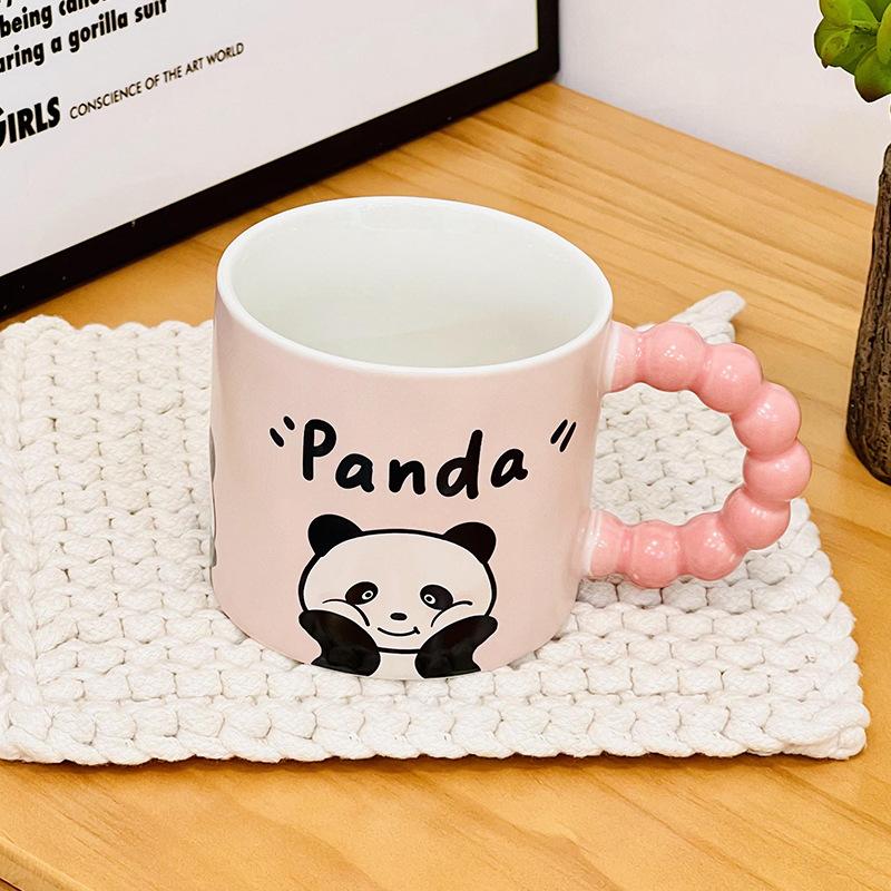 Cute Ceramic Cup with Lid Student Breakfast Cup Cartoon Bear Mug Large Capacity Gift Water Cup Household Set