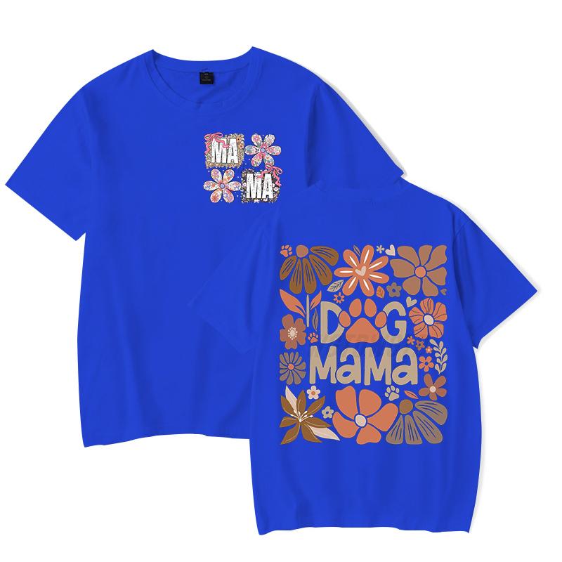 Футболки Dog Mama Fashion Casual Забавный подарок для владельца собаки Футболка с коротким рукавом Цветочный Бохо Винтажный дизайн футболки Женская одежда