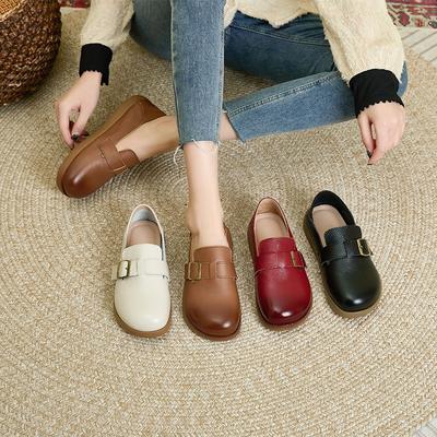 Первый слой коровьей кожи весенние повседневные женские ретро полировка цвета туфли-лодочки из натуральной кожи женские
