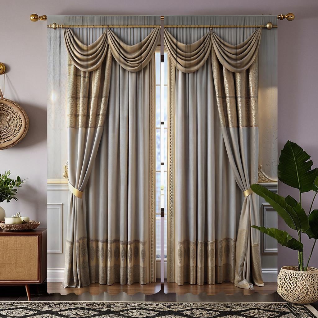 2-х компонентная цифровая печать HD штор имитация балдахина серая серия золотой пэчворк украшение дома стиль украшения гостиная b