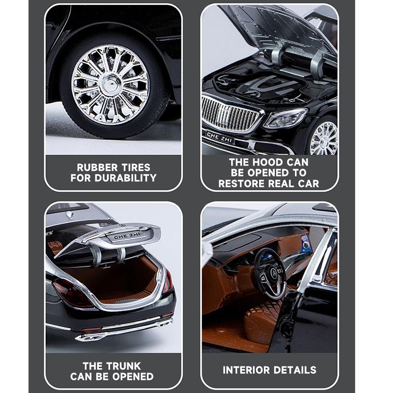 1:24-масштабная модель автомобиля класса люкс Benz S600 из сплава, отлитые под давлением металлические игрушечные транспортные средства, модель автомобиля с высоким имитационным звуком и светом, подарок для детей