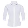 Russell Collection Ladies 3/4 Sleeve Poly-Cotton Easy Care Fitted Poplin Shirt