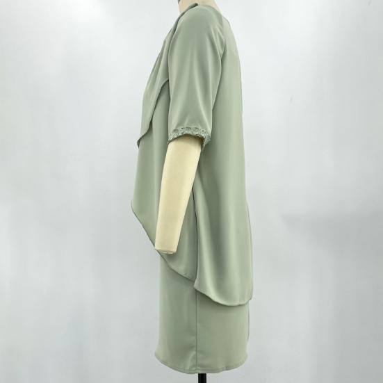 Женское платье из двух частей, праздничная одежда, темперамент, облегающее платье-футляр до колена, уличная одежда