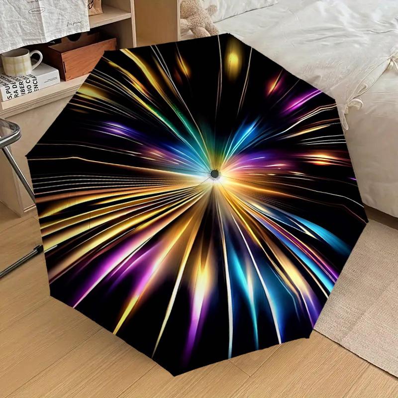 1PC Lightburst Colorful Umbrella-8-Rib Reinforced, Automatic Open, Lightweight & Durable, Cute Fashion Accessory for Outdoor, Beach or Casual Use, Bea
