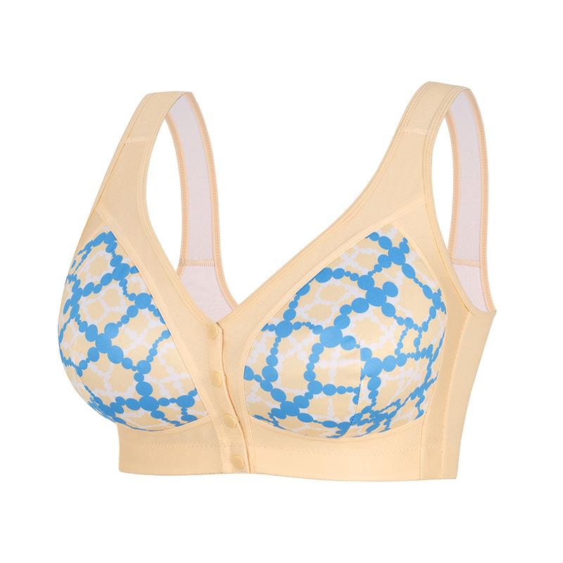 0XL-6XL Нижнее белье большого размера, бюстгальтер-топ без косточек с передней застежкой, с принтом