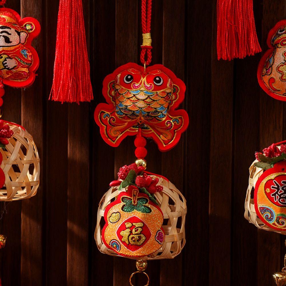 Creative Spring Festival Decoration Pendant Reusable New Year Ornaments Red Lantern String Home