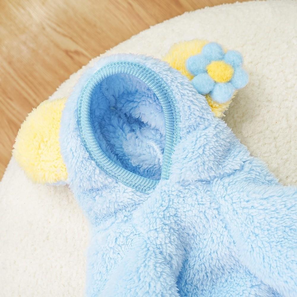 Soft Warm Dog Winter Coat Cute Flower Stuffed Pet Apparel New Cat Jumpsuit  For Dogs Cats