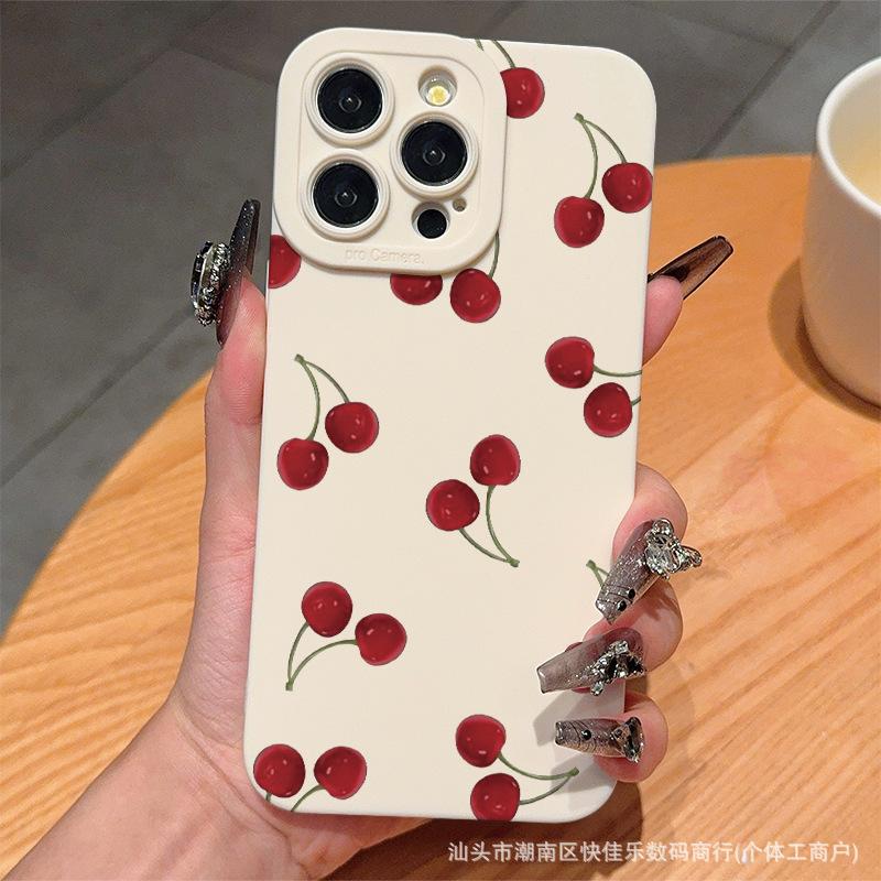 Красная вишня подходит для чехла iPhone 14, iPhone 13 Pro Max, силиконового 12/16 мягкого чехла XS/15 для женщин, 17