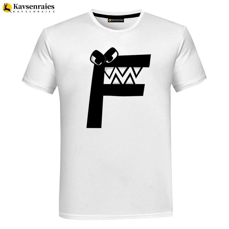 Футболка с 3D изображением алфавита, детская футболка с рисунком аниме для мальчиков и девочек, крутая уличная одежда с короткими рукавами, топы