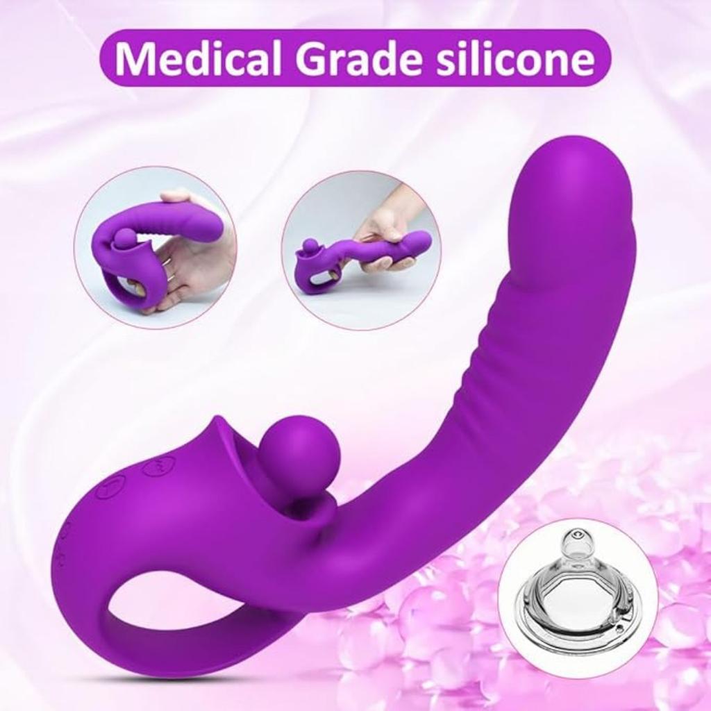 2 In 1 Tongue Vibrator Female Erotica Clitoral Stimulator 10 Frequencies Rechargeable Waterproof Silicone for Adults Erotica for Women and Couples