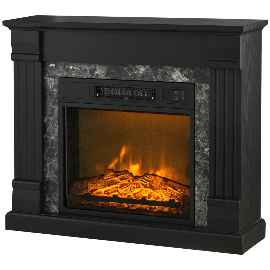 Electric Fireplace 1800W Decorative Fireplace with Flame Effect Remote Control Timer 80x21,6x67,8cm Black