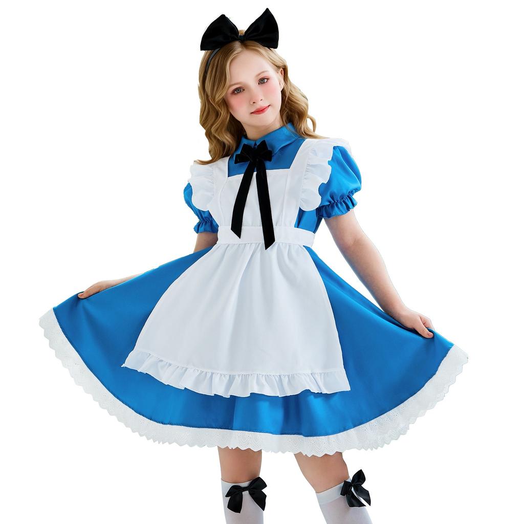 Halloween children's costume Alice cos maid costume girl performance costume pastoral prairie farm style dress