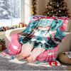 Hatsune Miku Pattern Blanket for Home Decoration, Bed, Sofa, Car Travel, Camping, Suitable for All Seasons, Birthday Christmas Gift