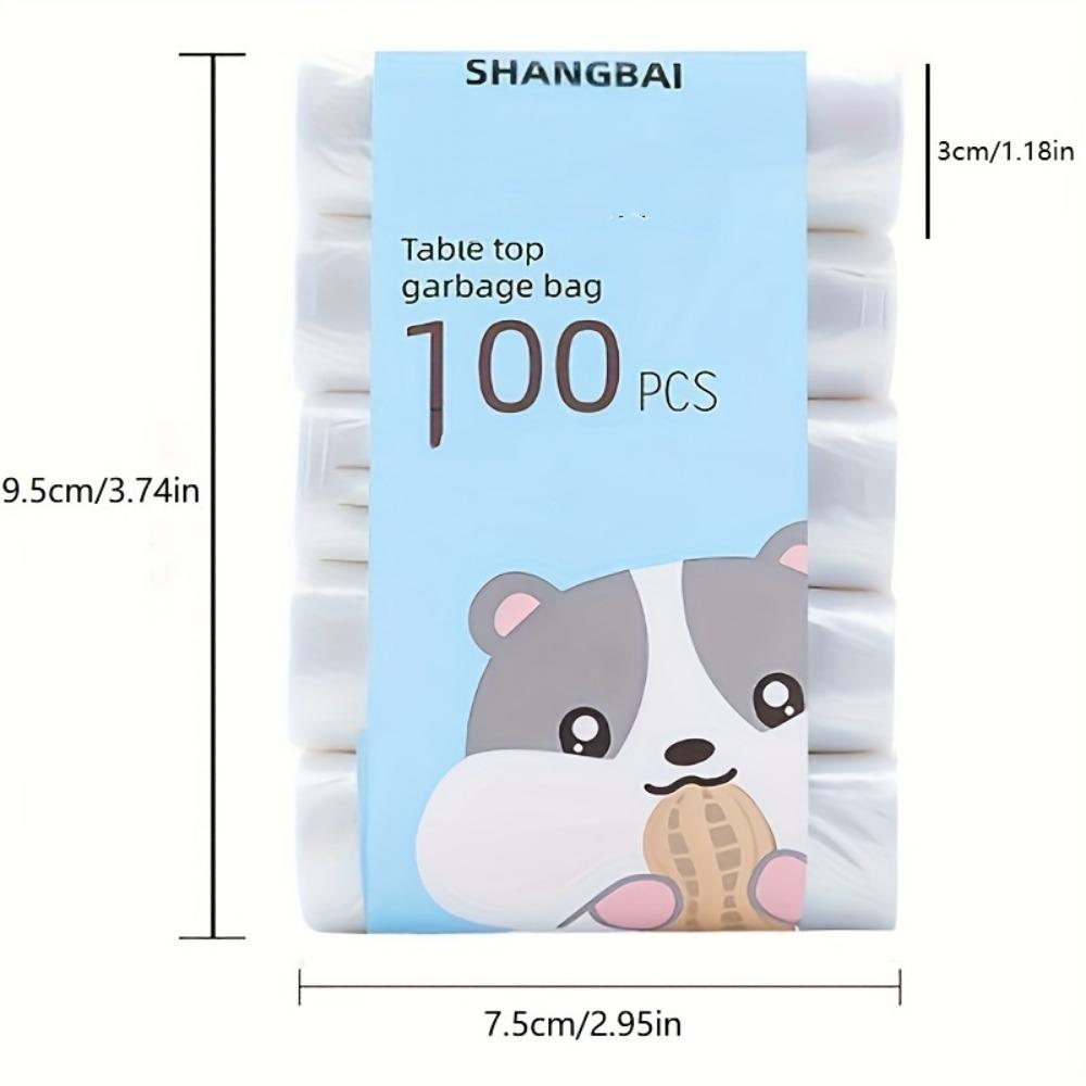 5 рулонов 100 шт настольных мусорных мешков, одноразовые мини-пластиковые пакеты для домашнего хозяйства и использования в автомобиле