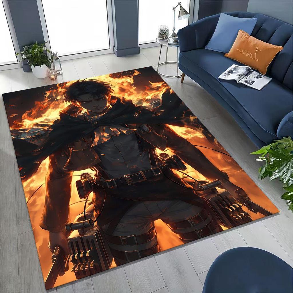 2026 New Anime Attack on Titan Eren Mikasa Cartoon Rug for Bedroom Living Room Sofa Home Doormat Decor ,Kids Non-slip Floor Mat