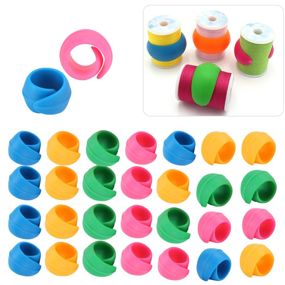 40pcs Silicone Spool Huggers Colorful Bobbins Clips Thread Spool Savers Prevent Unwinding