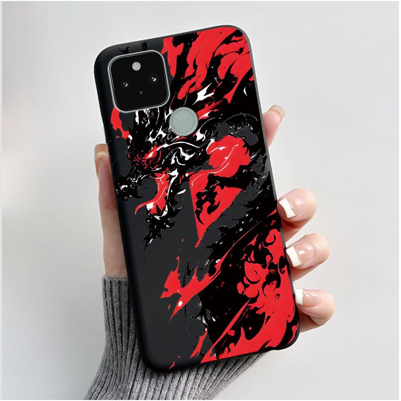Phone Case For Google Pixel 5 Soft Silicone Black Case Elegant Style Beautiful Pattern Snow Mountain, Hidden Garden Casing