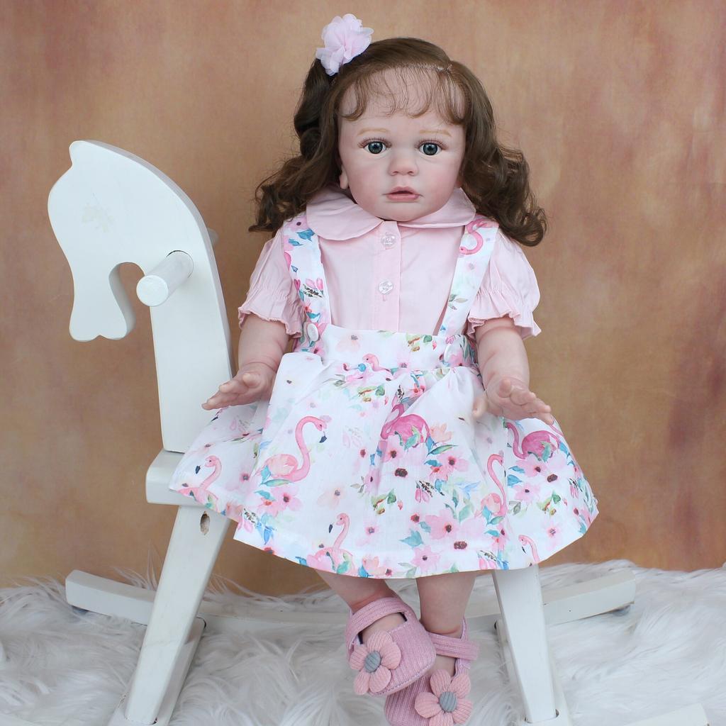 BZDOLL, 60 см, мягкая силиконовая кукла Reborn с 3D-краской для малышей, игрушка для девочек, как настоящая, 24 дюйма, длинные волосы, принцесса Тайра Бебе Бонека