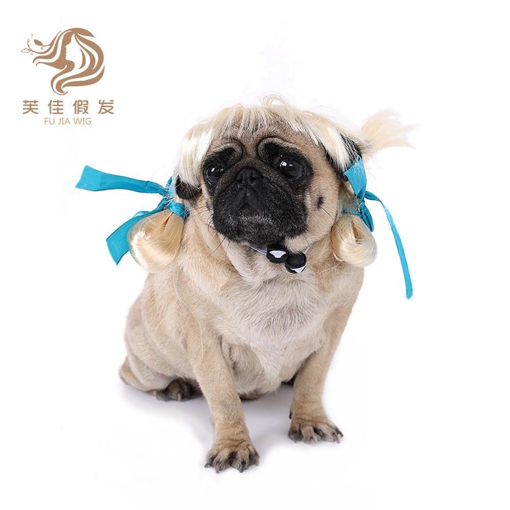 Pet Wig Curly Straight Hair Dog Cat Wig for Halloween Cosplay Party Pet Costume Accessory Multiple Color Options