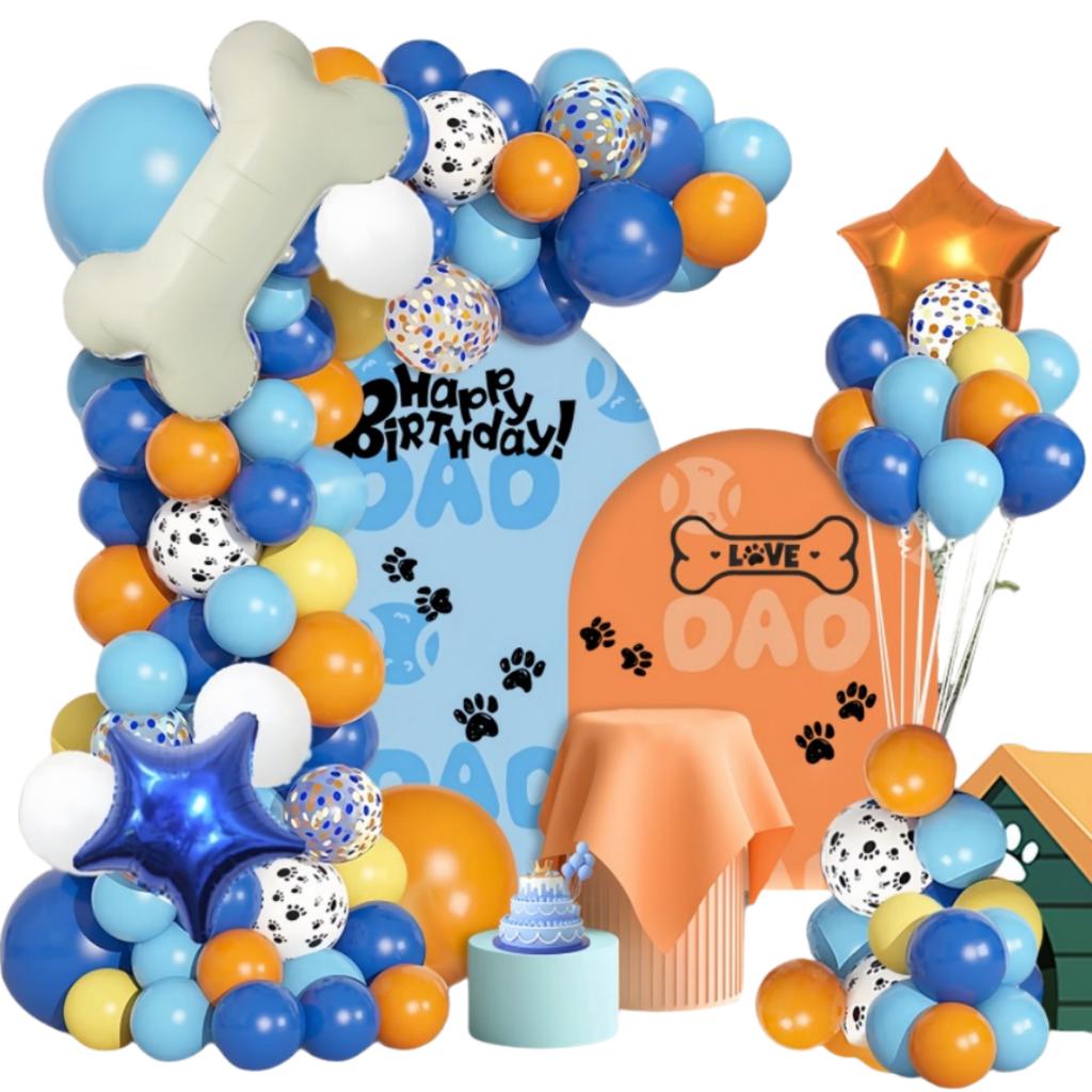 118 Pcs Paw Patrol Balloon Arch Set Large Dog Bone Blue Foil Balloons in Blue and White Latex Balloons for Birthday Decoration