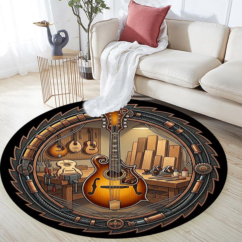 Guitar Workshop Craftsmanship Round Area Rug Under Office Chairs Bedroom Living Room Home Decor