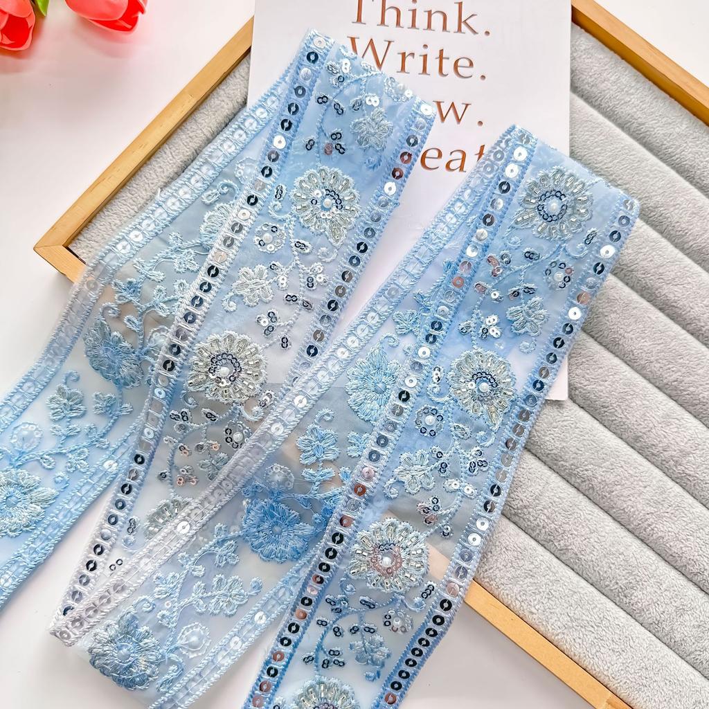 Эжен Ярн Однотонная Машинная Вышивка Бисером Штрих-код Оконные Аксессуары Аксессуары для Одежды Кружевные Аксессуары