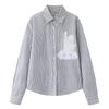 In Stock Spring 2026 Women's Casual Cartoon Print Striped Lapel Shirt, Versatile & Loose, Style 3K1CB09.