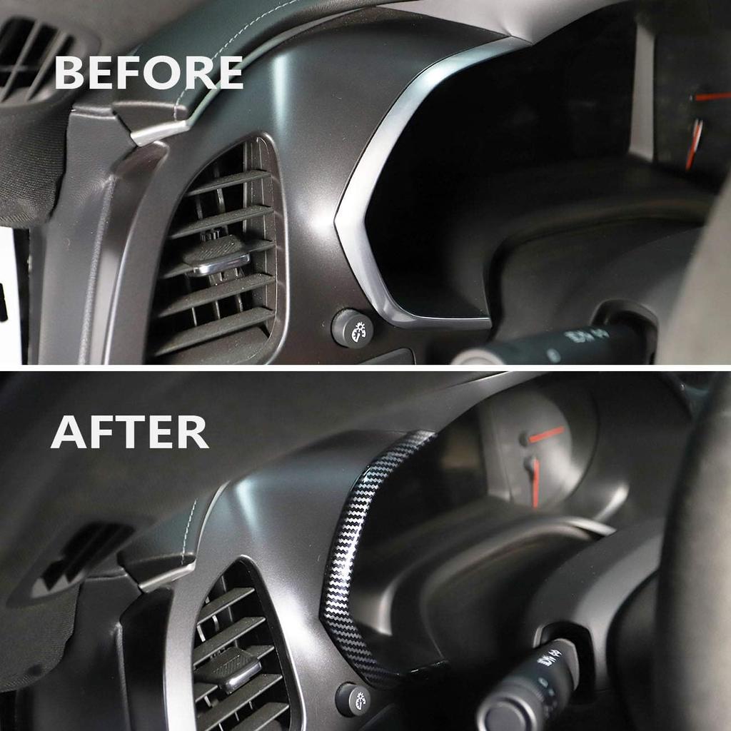 Korlot Carbon Fiber Side Meter Dashboard Cover Trims for Chevrolet Corvette C7 Interior Accessories
