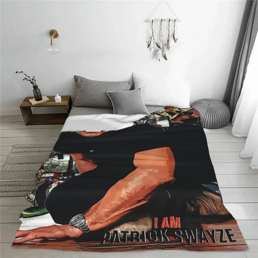 Плед Crazy For Swayze Патрик Суэйзи Ретро Стиль Микрофлис Плед Четыре Размера Мультяшный Портативный Антипиллинг Плед