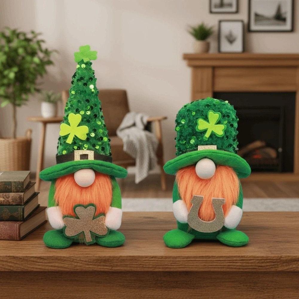 Crafts Leprechauns Doll Ornament Creative Plush Green Figurine Easter Day Ornament Shop