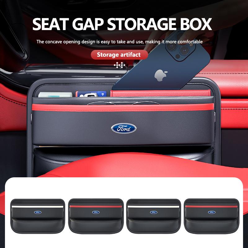 JQOZ8 Car Seat Crevice Storage Box Auto Seat Gap Organizer With Charging Hole For Ford Escape Ecosport Fusion Explorer Expedition