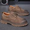 Men's Classic Retro Work Shoes Thick Sole Suede Genuine Leather Mens British Style Lace-up Casual Shoes Men