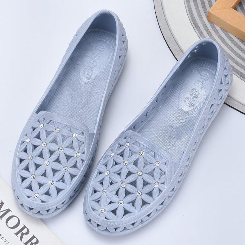 Летние женские сандалии с дырочками на толстой подошве для медсестер, удобные пляжные белые туфли, дышащие и нескользящие