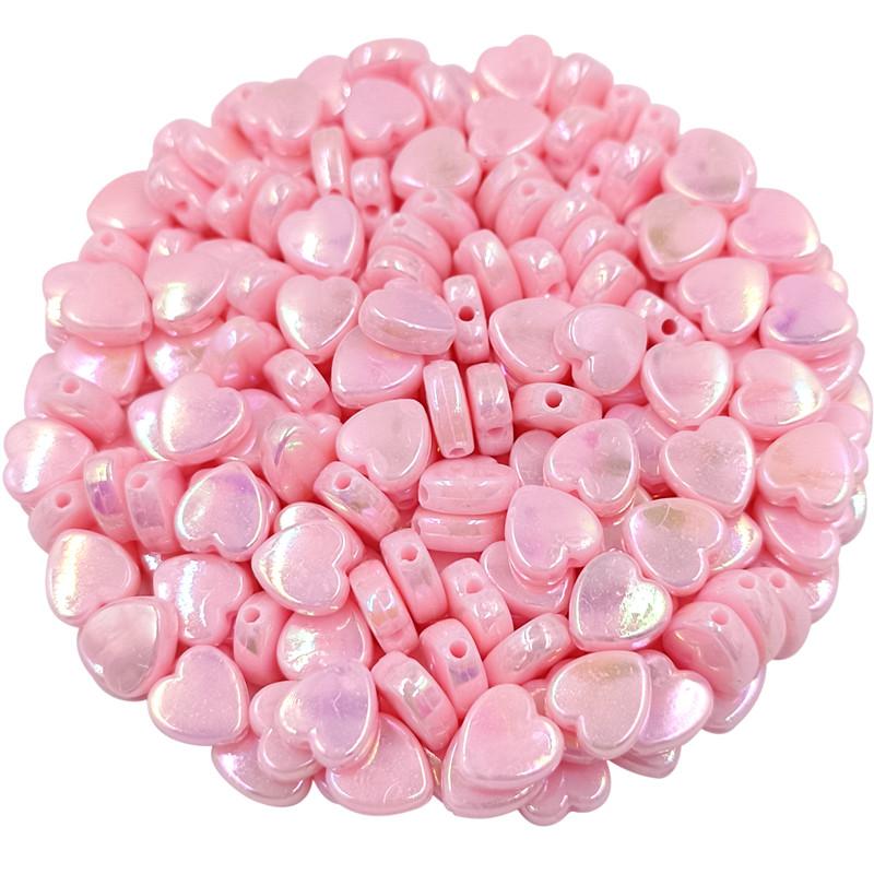100Pcs Heart Acrylic Beads Jewelry Making AB Color DIY For Wholesale Pendant Necklace Bracelet