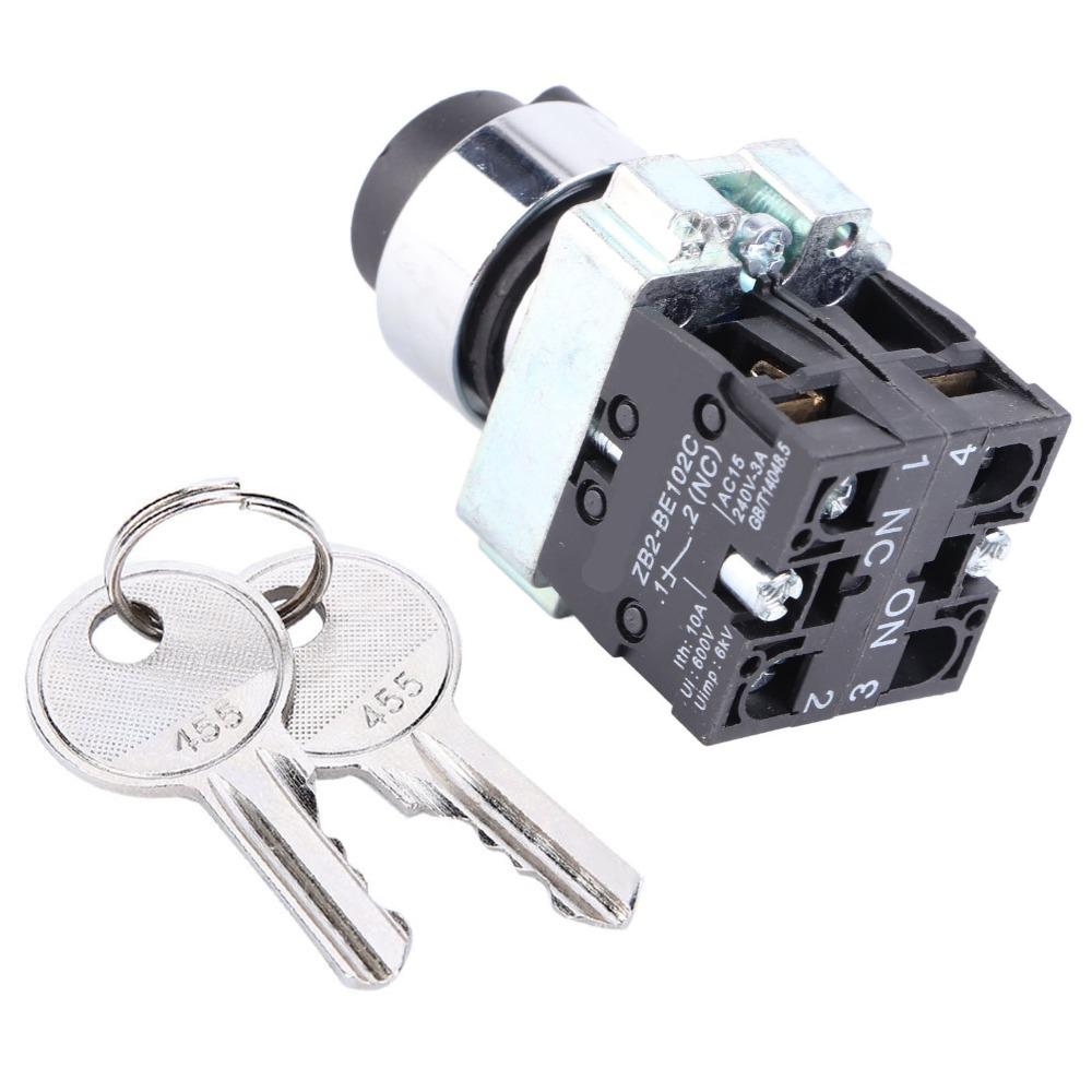 2 Position Key Lock Switch ZB2BE101 ZB2BE102C Self-Reset Power Lock Modular Structure Light Impact Rotation Locking