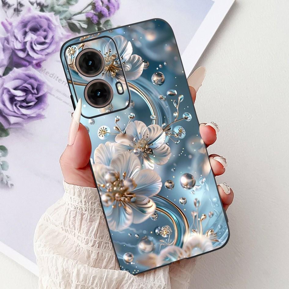 Чехол для Motorola Moto G35 Cover XT2433-5 Популярный Цветочный Рисунок Мягкий Силикон Ударопрочный Coque для Moto G55 G75 G85 5G TPU Capa