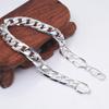 8mm Silver Plated Curb Chain Bracelet Bangle Women Men Party Jewelry
