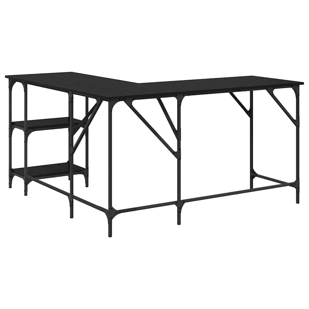 L Shaped Desk Black Oak Effect 139 x 139 x 75 cm